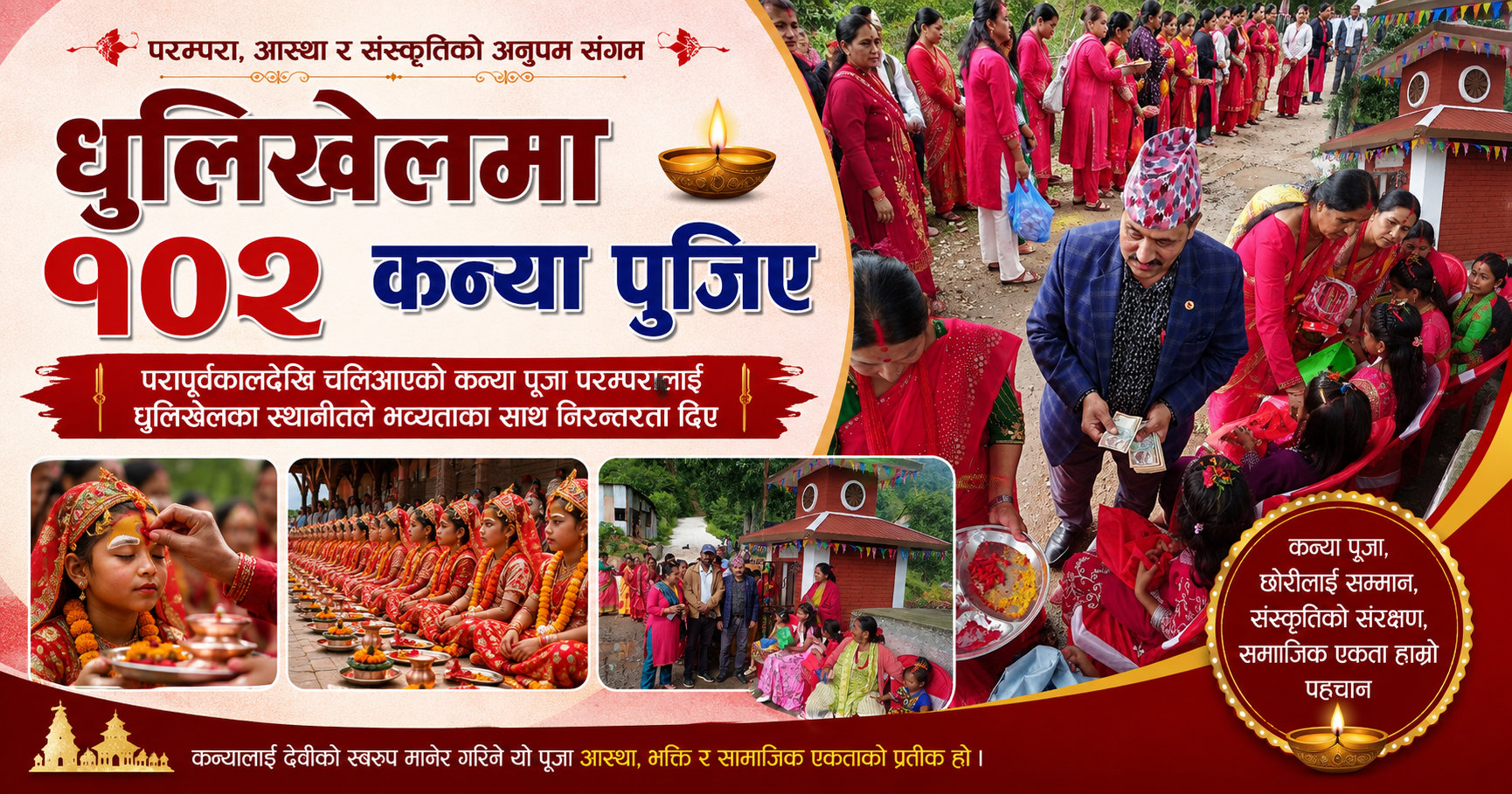 धुलिखेलमा १०२ कन्या पुजिए